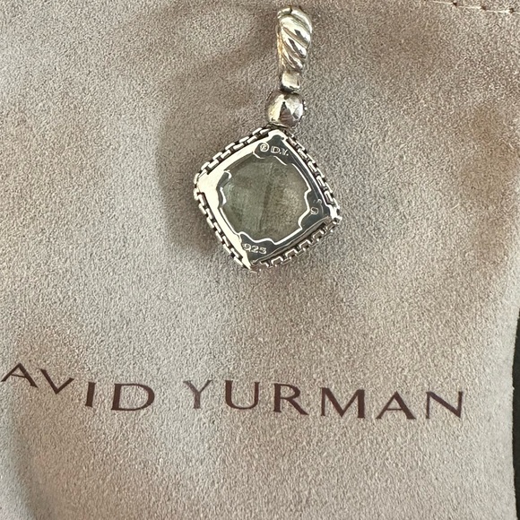 David Yurman Prasiolite Cushion on Point Pendant w/ Diamonds - Picture 5 of 13